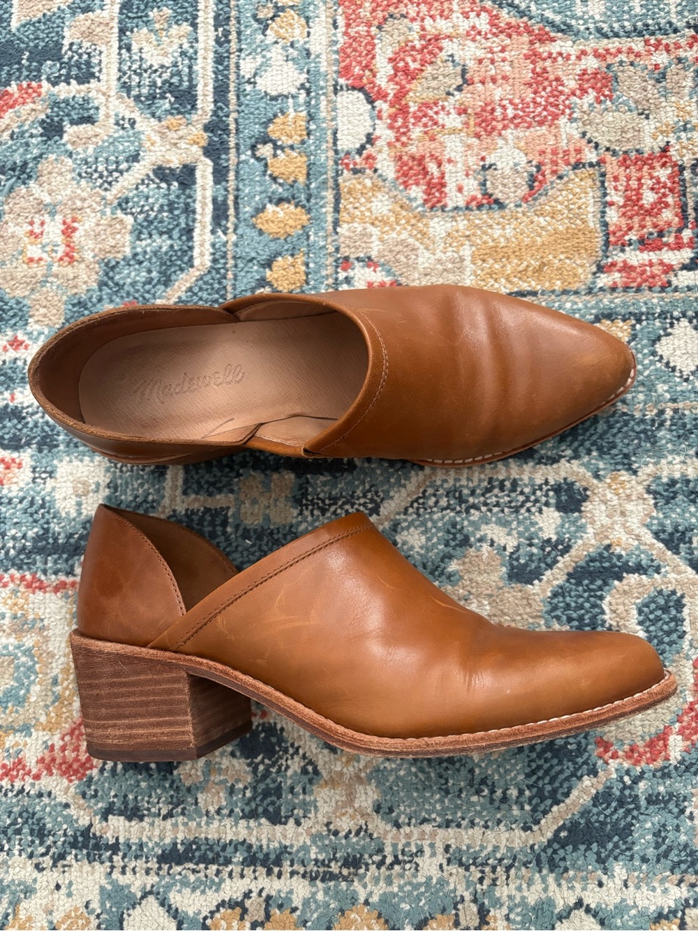 Madewell Leather Low Block Heel Slip-On Mules